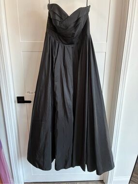 Andrew Adela black Strapless Maxi Gown with Draped Sweetheart Bodice